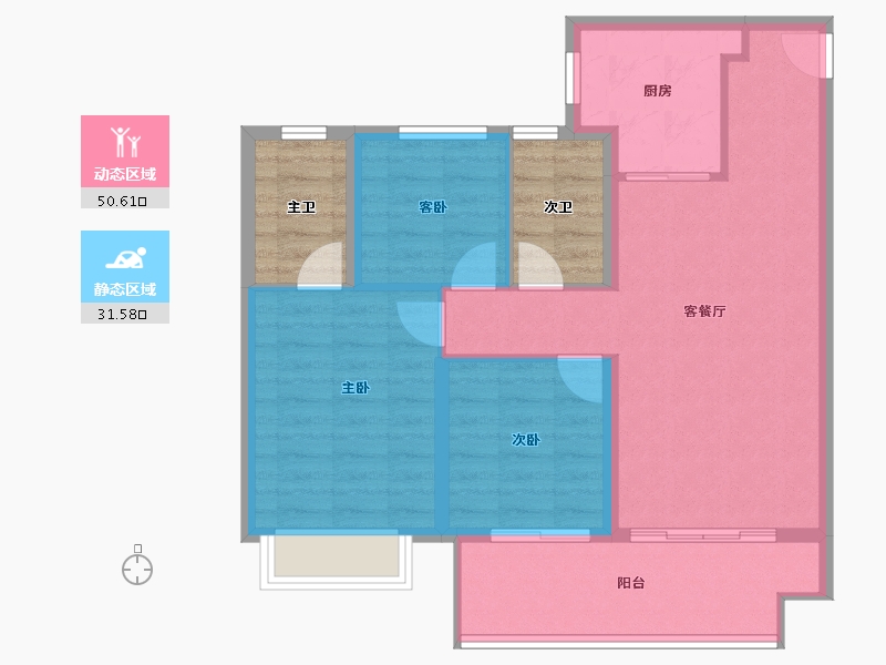 陕西省-咸阳市-金科集美嘉悦-82.68-户型库-动静分区