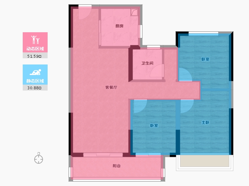 陕西省-西安市-金辉鹿鸣长滩-73.50-户型库-动静分区