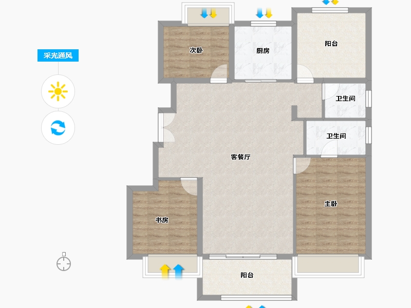 湖南省-长沙市-越秀栖山悦府-103.00-户型库-采光通风