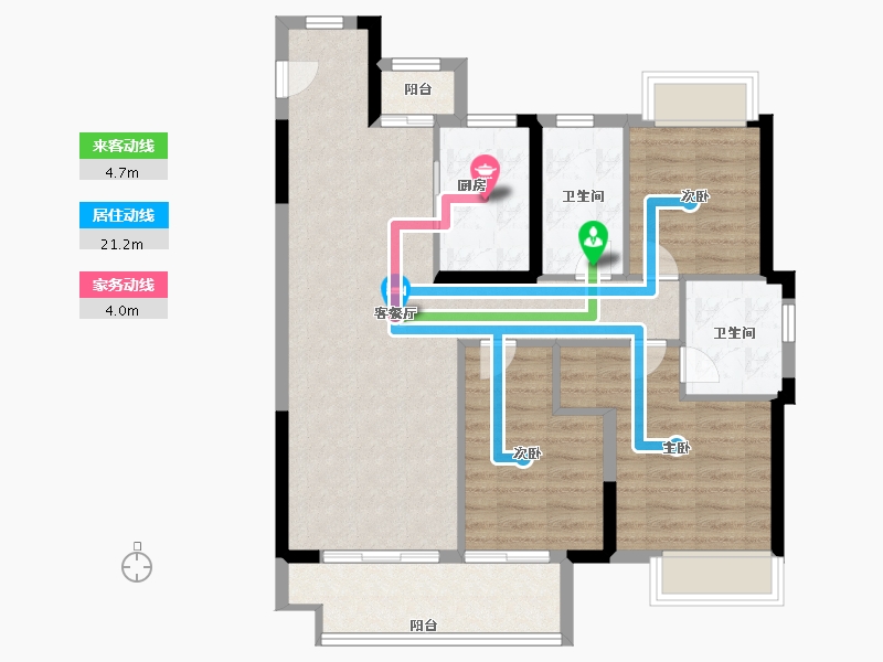 湖北省-武汉市-富力绿都中央公园-86.00-户型库-动静线