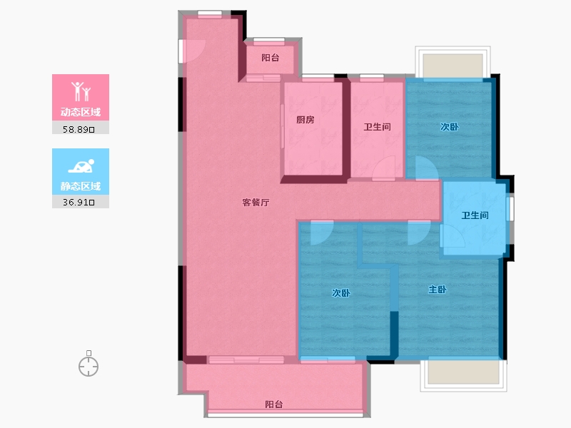 湖北省-武汉市-富力绿都中央公园-86.00-户型库-动静分区