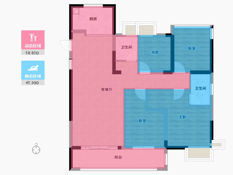 福建省-福州市-鲁能公馆三期-93.69-户型库-动静分区