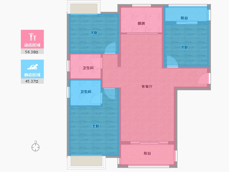 湖北省-武汉市-龙湖天玺-91.20-户型库-动静分区