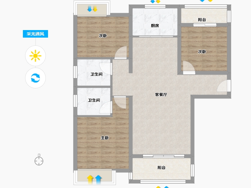 湖北省-武汉市-龙湖天玺-91.20-户型库-采光通风