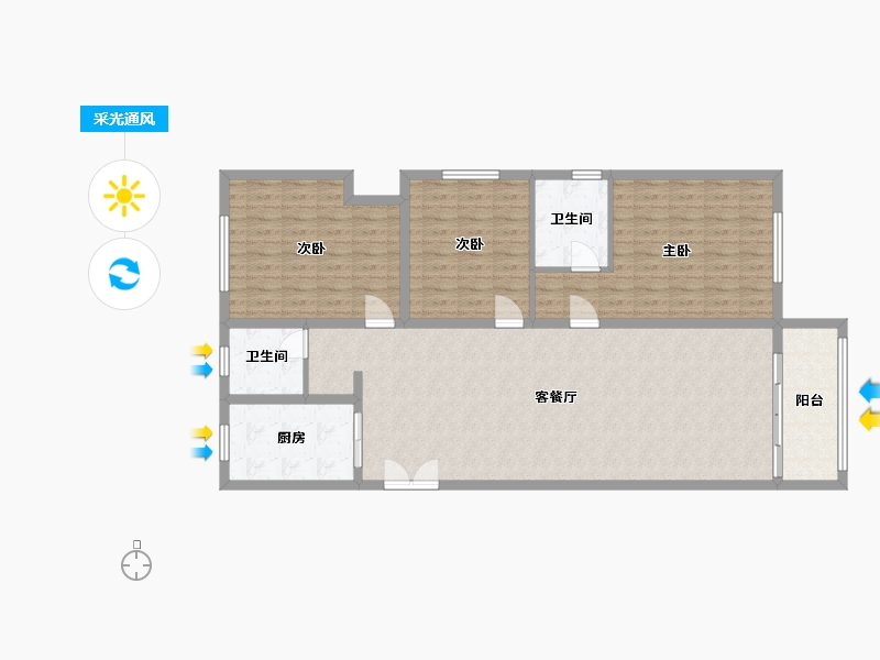 安徽省-阜阳市-弘城学府-124.00-户型库-采光通风