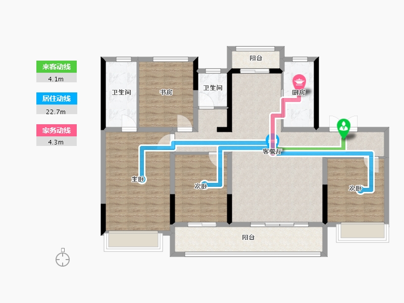 陕西省-西安市-上河雲璟-116.99-户型库-动静线