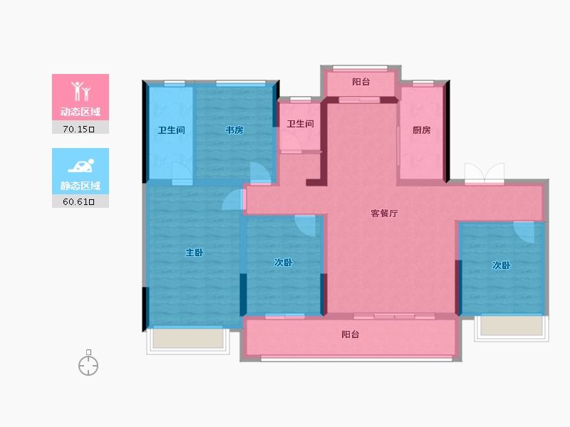 陕西省-西安市-上河雲璟-116.99-户型库-动静分区