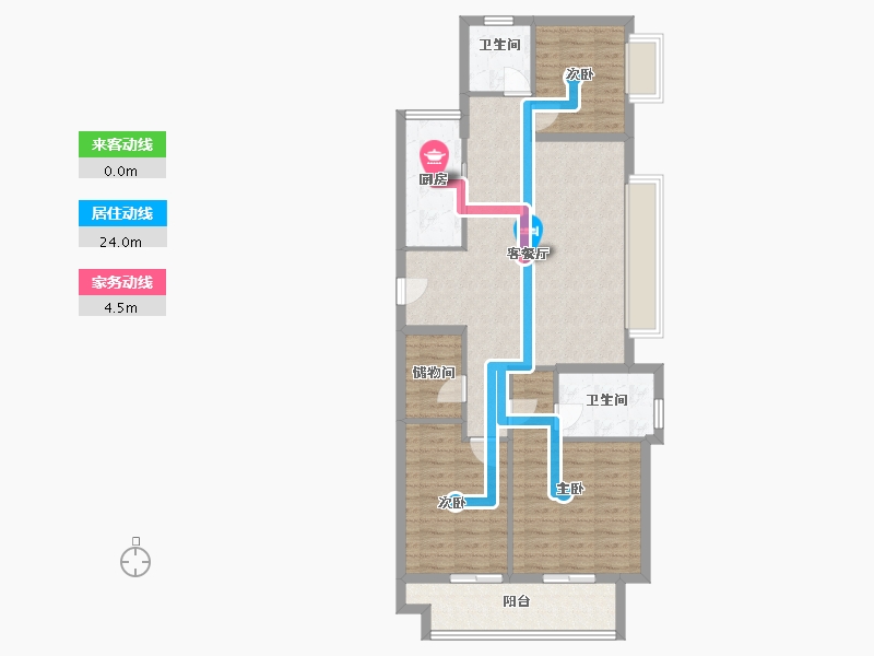 江苏省-常州市-万科金域蓝湾-95.00-户型库-动静线