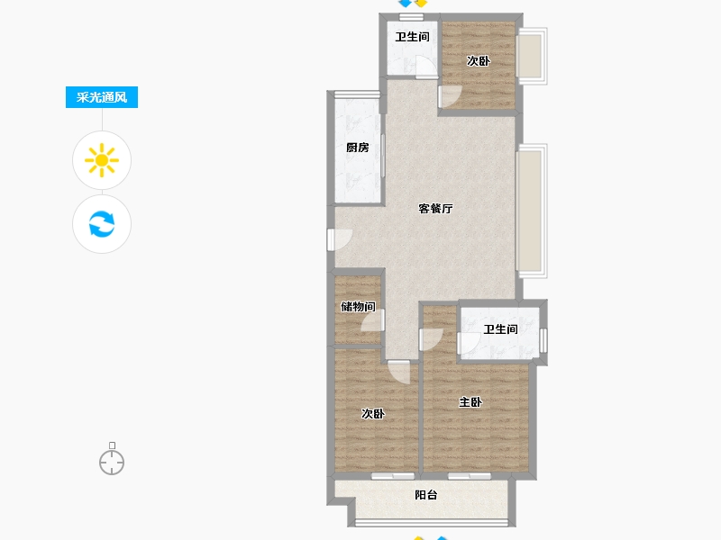 江苏省-常州市-万科金域蓝湾-95.00-户型库-采光通风