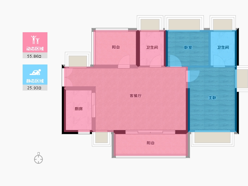 广东省-惠州市-中海寰宇时代花园-73.16-户型库-动静分区