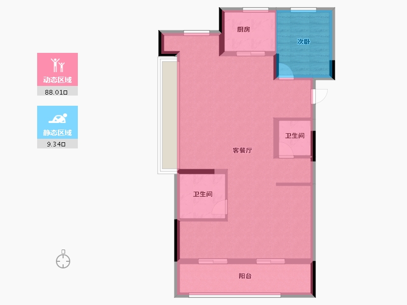 浙江省-杭州市-绿地柏澜晶舍-88.00-户型库-动静分区