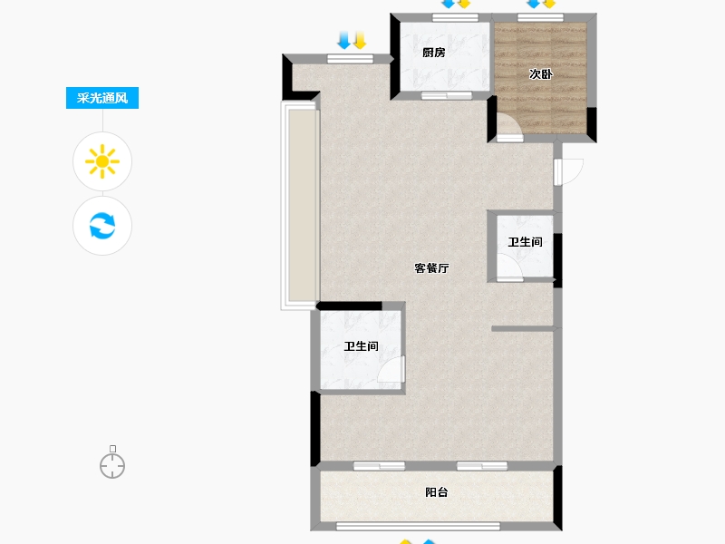 浙江省-杭州市-绿地柏澜晶舍-88.00-户型库-采光通风