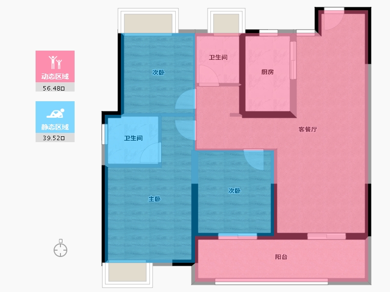 湖北省-武汉市-伟鹏硅谷小镇一期-85.60-户型库-动静分区