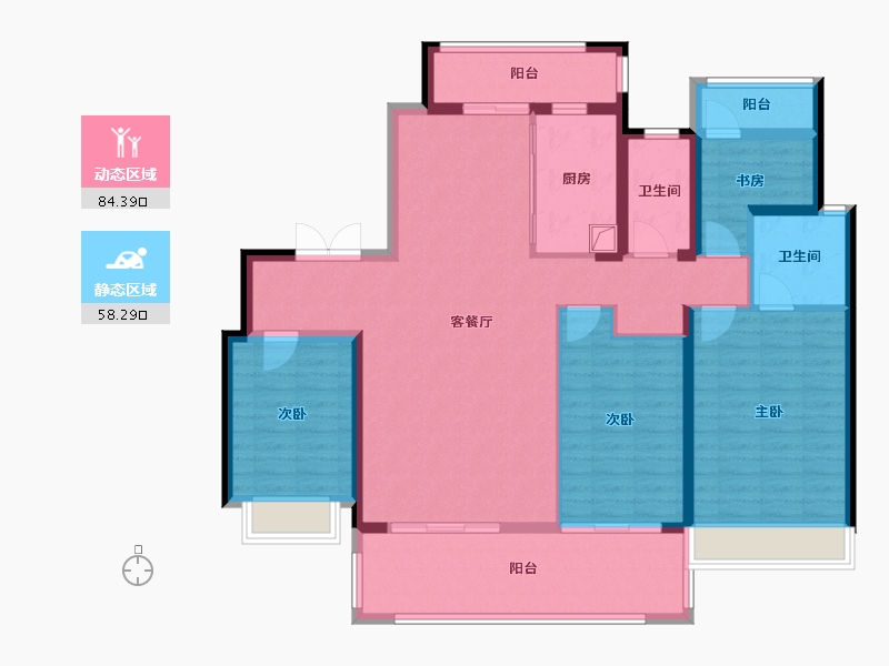 湖南省-邵阳市-邵阳湾田·望江府-128.17-户型库-动静分区