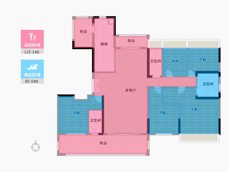 贵州省-遵义市-碧桂园诗乡-1号-176.00-户型库-动静分区