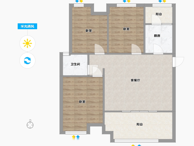 陕西省-汉中市-中交滨江国际-72.80-户型库-采光通风