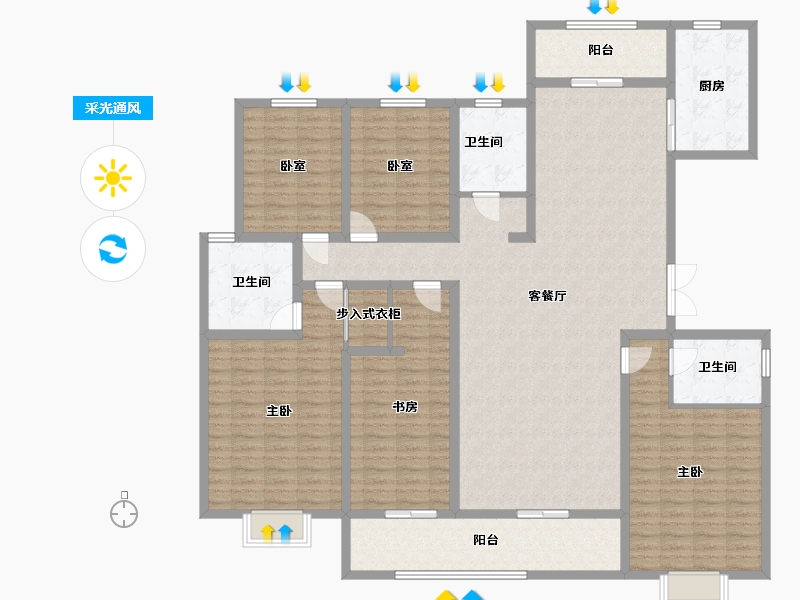 山东省-菏泽市-绿地桂花里-186.40-户型库-采光通风