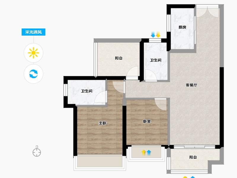 广东省-惠州市-中海寰宇时代花园-71.80-户型库-采光通风