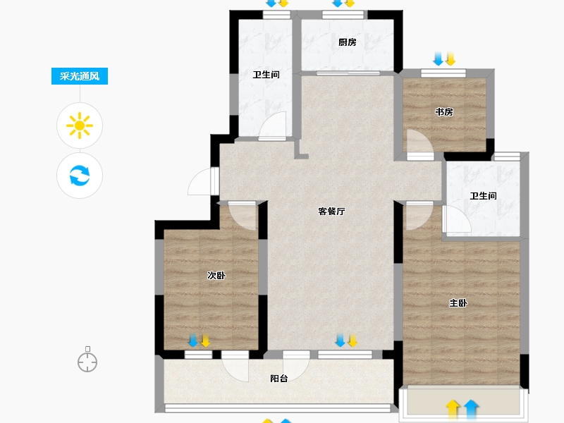 山东省-威海市-威建怡康苑-92.98-户型库-采光通风