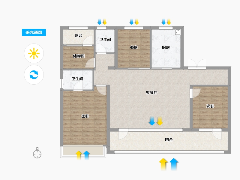 山东省-青岛市-崂山悦府-114.40-户型库-采光通风