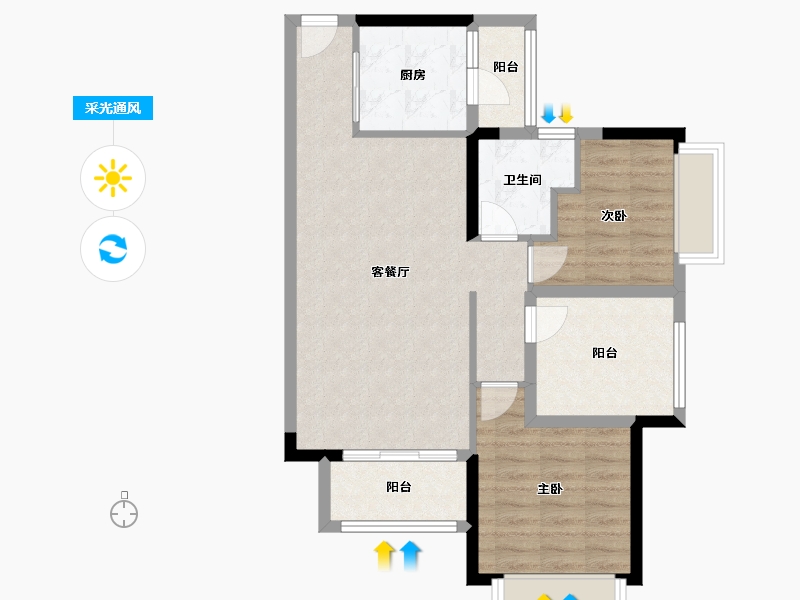 广东省-珠海市-恒隆御雅园-74.53-户型库-采光通风