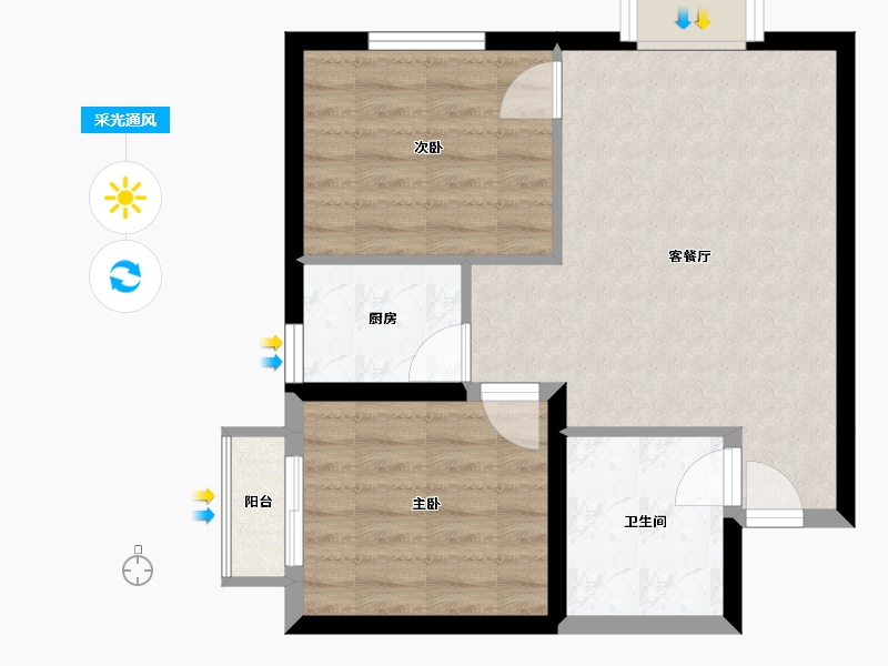 山西省-太原市-华峪南区-53.98-户型库-采光通风