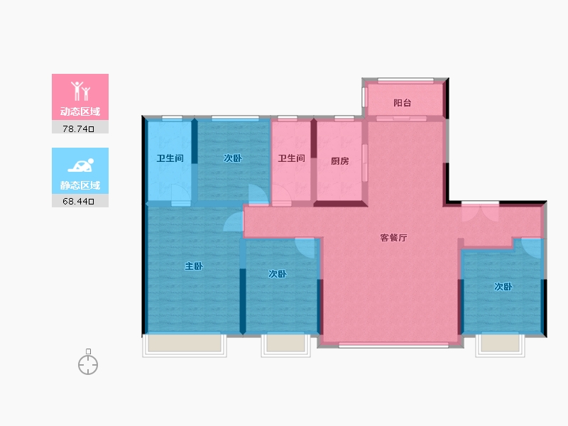 陕西省-西安市-曲江文商·檀境-132.80-户型库-动静分区