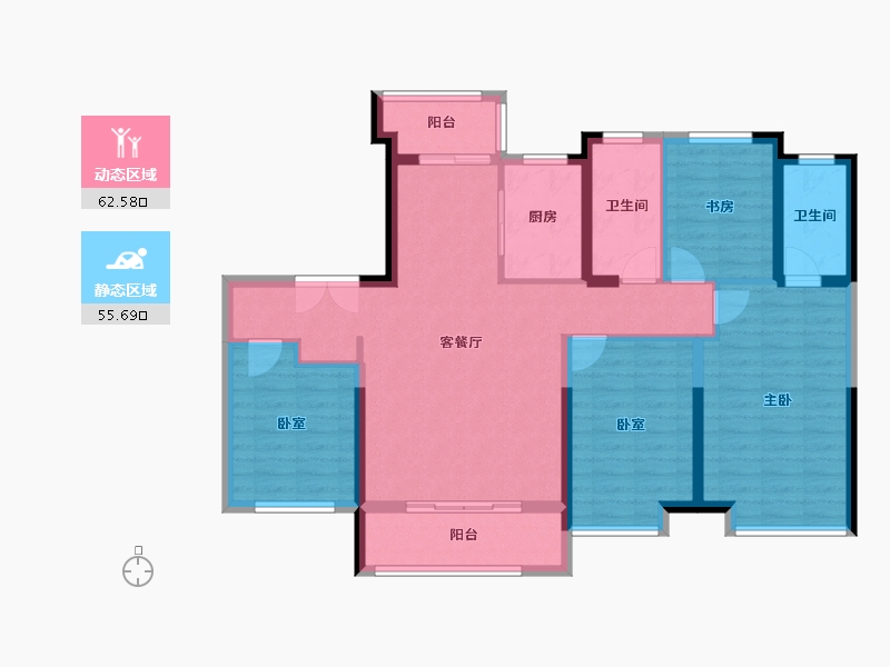 陕西省-西安市-上河雲璟-105.76-户型库-动静分区