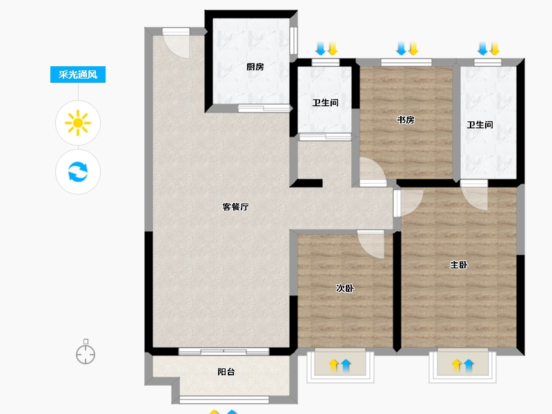 河北省-保定市-康城·璟宸河府二期-101.60-户型库-采光通风