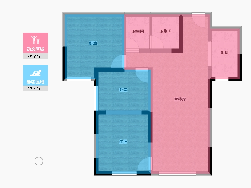 甘肃省-兰州市-农投玫瑰花园-70.09-户型库-动静分区