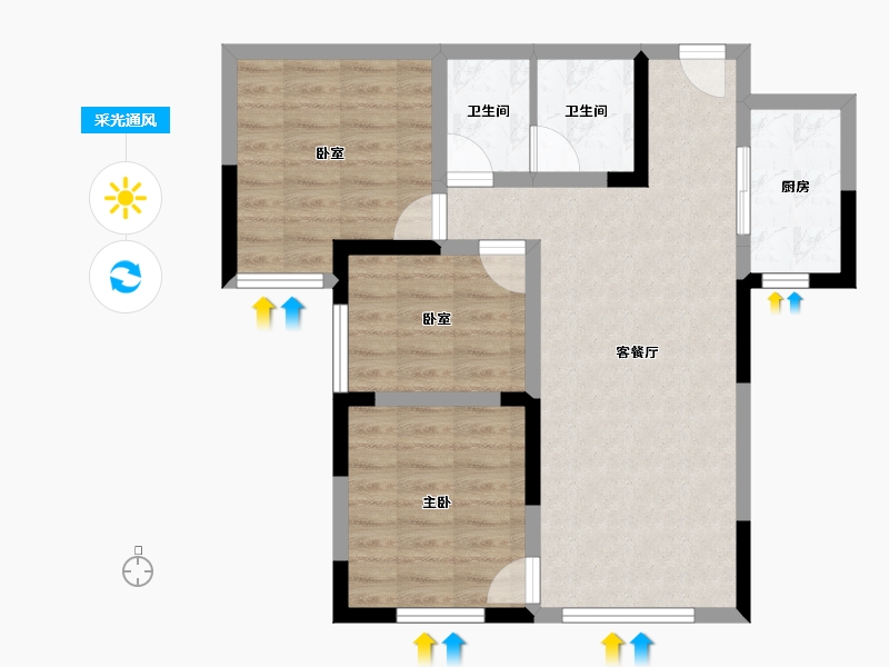 甘肃省-兰州市-农投玫瑰花园-70.09-户型库-采光通风