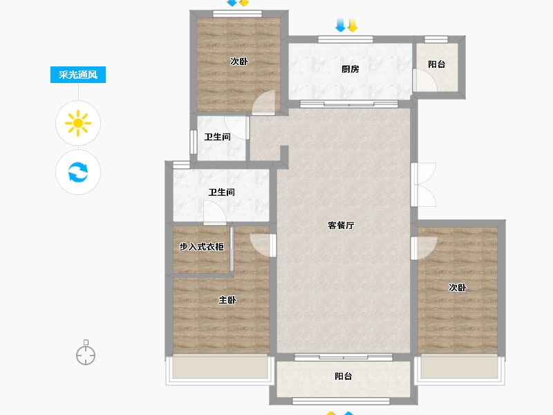 吉林省-长春市-锦溢·净月辰院-101.23-户型库-采光通风