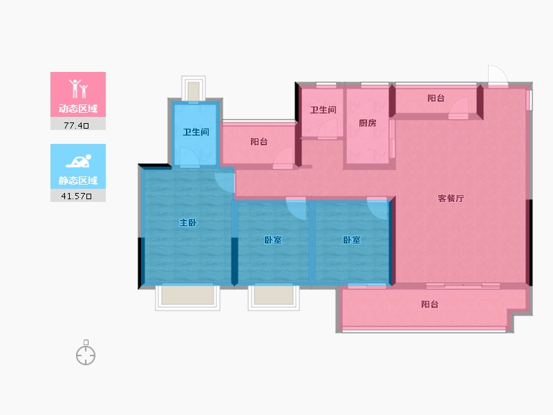 湖南省-长沙市-中国铁建・瀚澜湾-105.58-户型库-动静分区