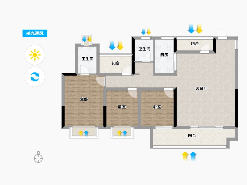 湖南省-长沙市-中国铁建・瀚澜湾-105.58-户型库-采光通风