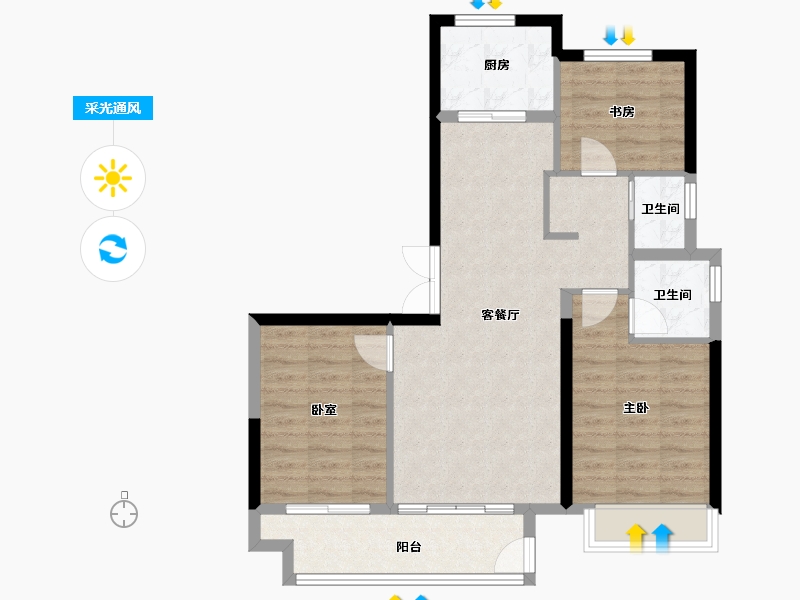 陕西省-西安市-绿城蘭园-79.15-户型库-采光通风