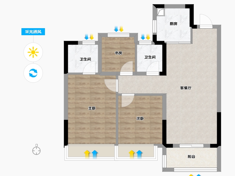 浙江省-温州市-新隆云栖风华-71.20-户型库-采光通风