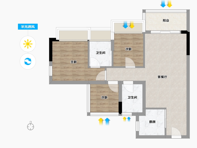 广东省-江门市-满天星-61.60-户型库-采光通风