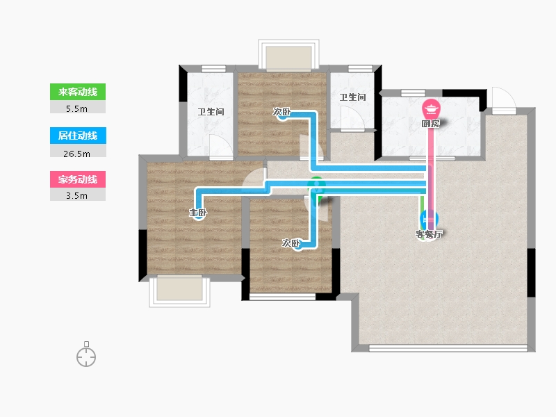 四川省-成都市-华润置地天府九里-84.92-户型库-动静线