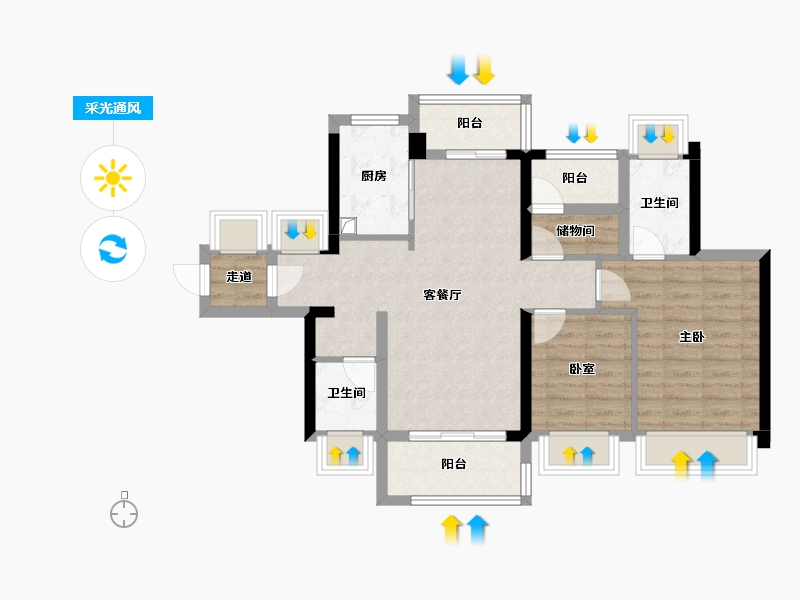 广东省-佛山市-远洋北控天成-76.01-户型库-采光通风