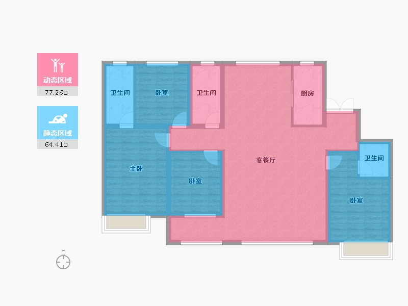 河北省-保定市-嘉禾·复兴公馆-128.00-户型库-动静分区