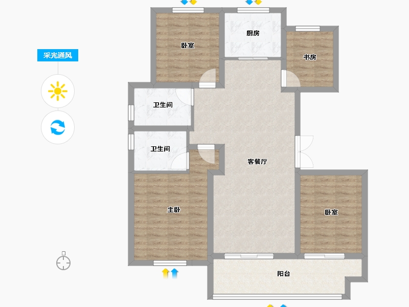 江苏省-镇江市-悦泰·悦河湾-101.60-户型库-采光通风