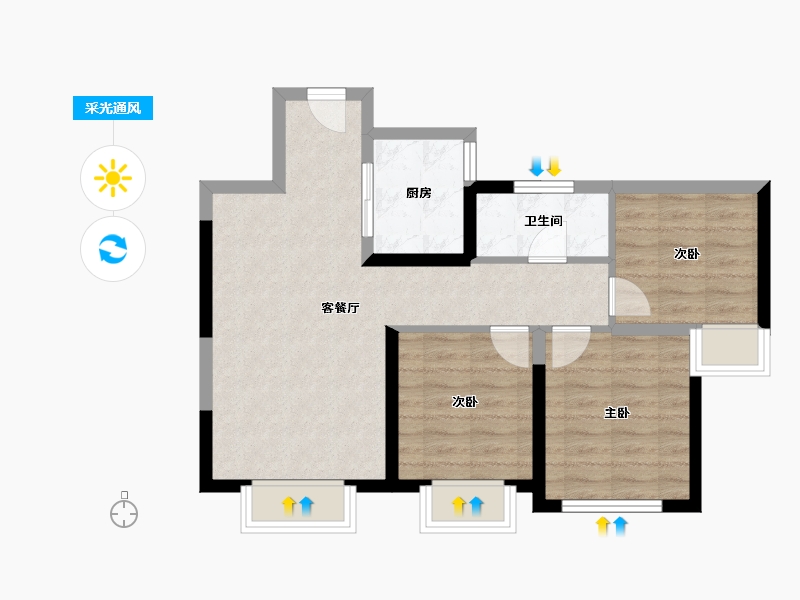 河北省-保定市-保利·堂悦-63.86-户型库-采光通风