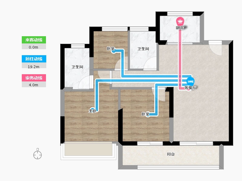 浙江省-嘉兴市-芳华里-66.14-户型库-动静线