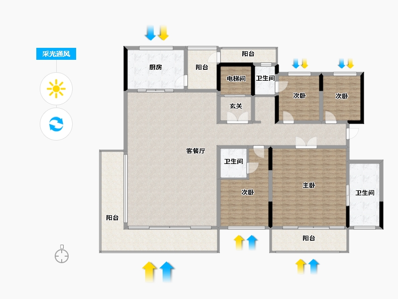 陕西省-宝鸡市-清山栖里-219.01-户型库-采光通风