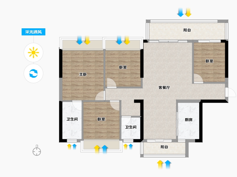 湖南省-郴州市-长信爱莲首府-104.67-户型库-采光通风