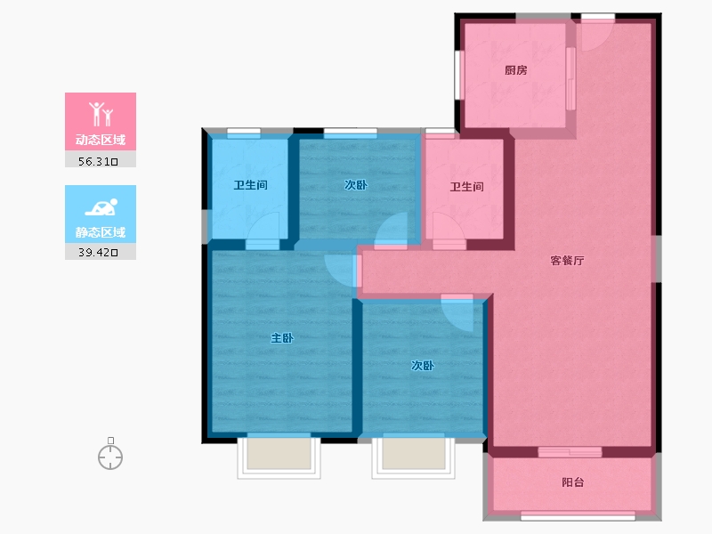 陕西省-咸阳市-林凯城-84.25-户型库-动静分区