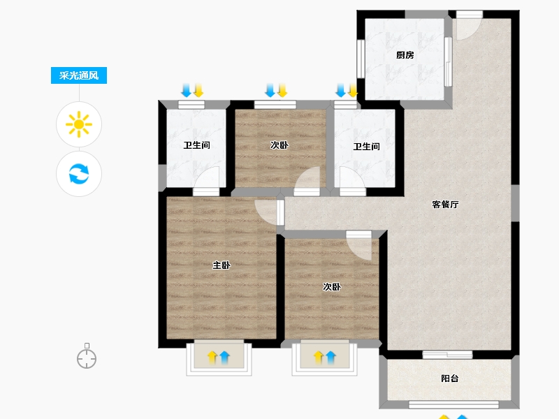 陕西省-咸阳市-林凯城-84.25-户型库-采光通风