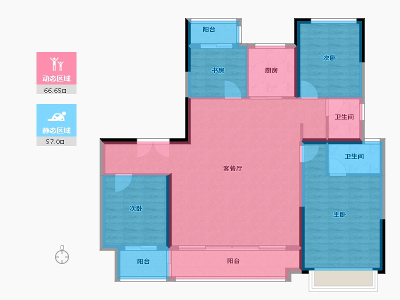 陕西省-西安市-金地·玖峯悦-112.30-户型库-动静分区