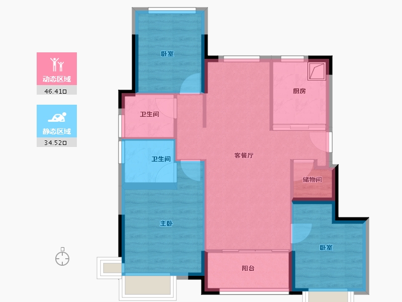 福建省-厦门市-建发书香泊月-71.95-户型库-动静分区