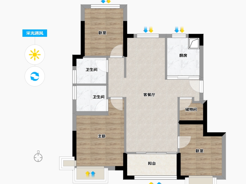 福建省-厦门市-建发书香泊月-71.95-户型库-采光通风